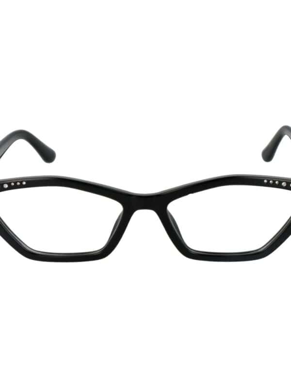 Elegant black cat-eye sunglasses with rhinestone embellishments on the frames, perfect for a luxurious fashion statement.