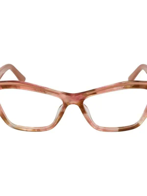 Pink tortoiseshell fashion cat-eye glasses with clear lenses, stylish and lightweight design for everyday wear. Perfect for a chic, modern look and UV protection.