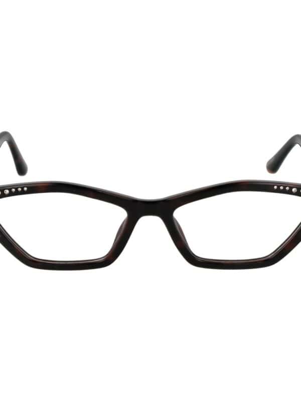 Elegant black cat-eye glasses with rhinestone embellishments on the frames, perfect for a stylish and glamorous look.