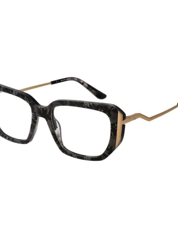 Lux Brands stylish black and gold patterned eyeglasses with a bold square frame for a modern, sophisticated look. Perfect for everyday wear or making a statement.