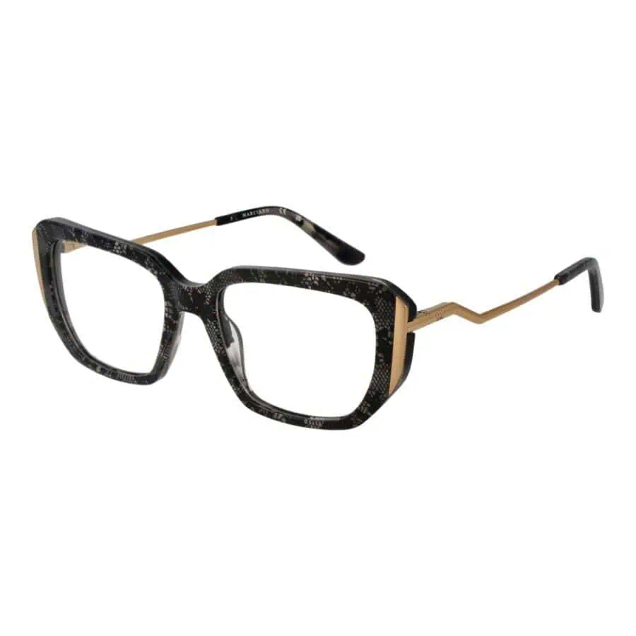 Lux Brands stylish black and gold patterned eyeglasses with a bold square frame for a modern, sophisticated look. Perfect for everyday wear or making a statement.