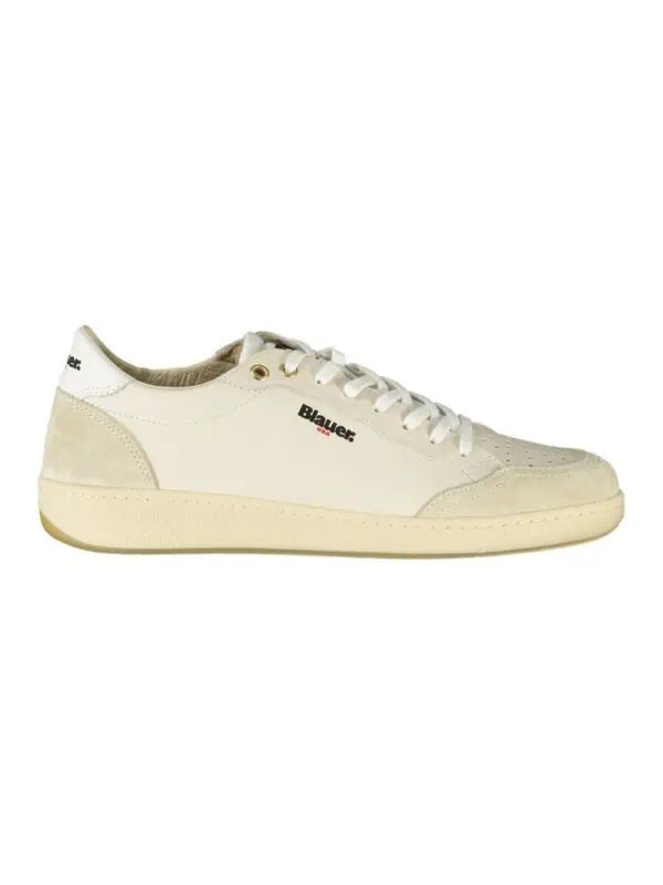 Comfortable Vintage Leather Sneakers with Blauer Branding, Casual Style for Men and Women.