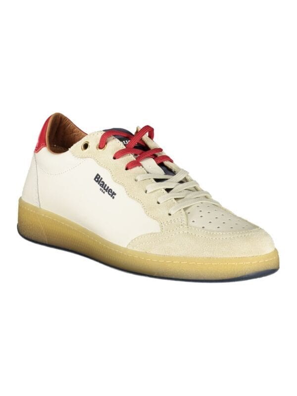 Sneaker with beige, red, and cream accents from Lux Brands, featuring a retro-inspired design and comfortable sole. Perfect for casual wear and athletic style.