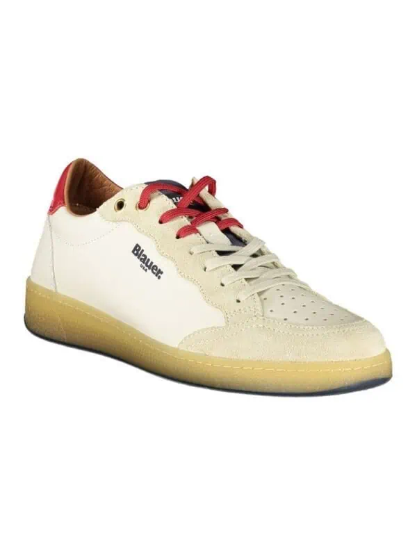 Sneaker with beige, red, and cream accents from Lux Brands, featuring a retro-inspired design and comfortable sole. Perfect for casual wear and athletic style.