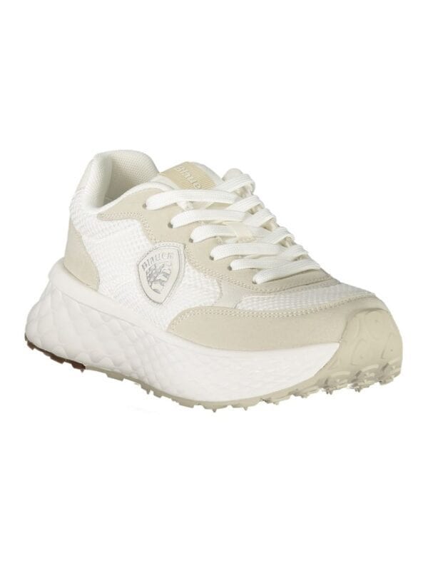 White luxury designer sneakers with a cushioned sole and stylish logo detail, perfect for casual or sporty outfits from Lux Brands.