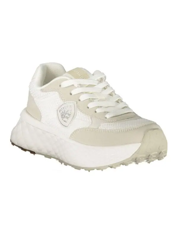 White luxury designer sneakers with a cushioned sole and stylish logo detail, perfect for casual or sporty outfits from Lux Brands.