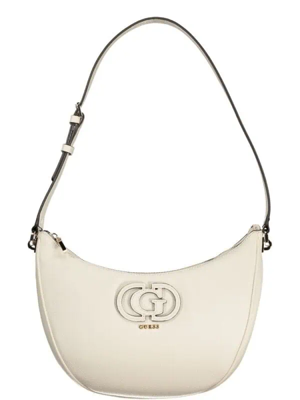 Elegant white designer shoulder bag with GG logo and adjustable strap, perfect for stylish everyday wear.