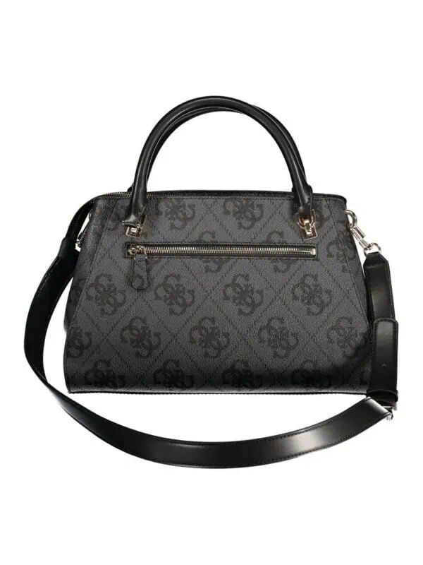 Black designer handbag with monogram pattern, top handles, and adjustable shoulder strap. Perfect for luxury fashion and daily use. Made from high-quality materials with elegant gold hardware.