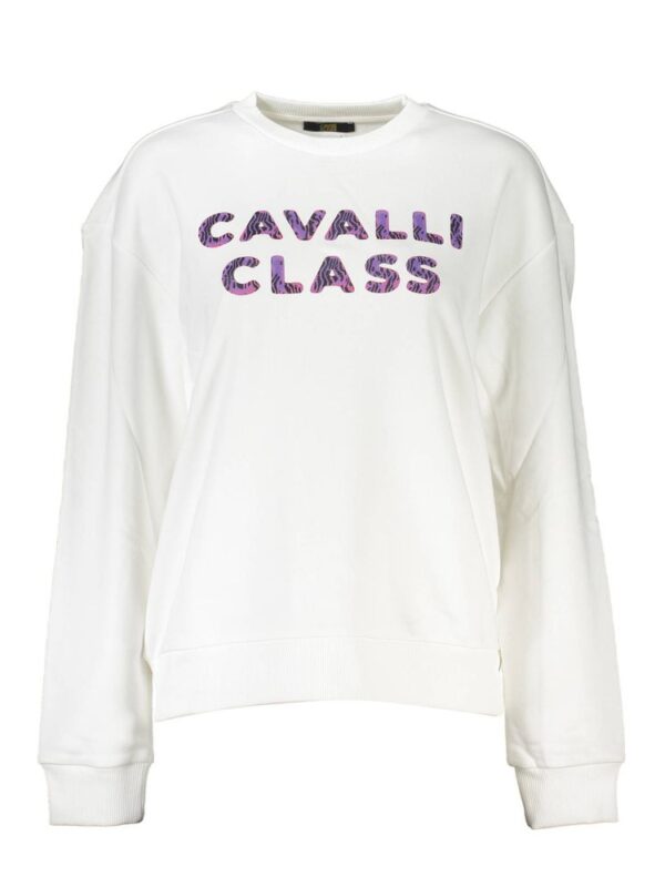 Cavalli Class White Cotton Sweater