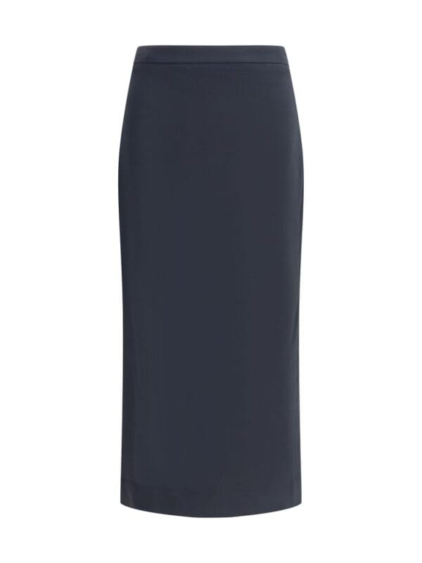 Elegant dark navy pencil skirt for women, perfect for office and formal wear, made from high-quality fabric for a sleek, professional look.