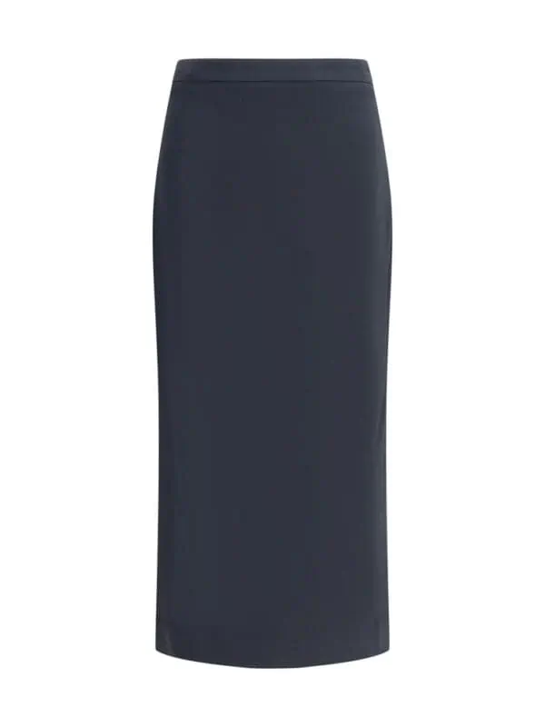 Elegant dark navy pencil skirt for women, perfect for office and formal wear, made from high-quality fabric for a sleek, professional look.