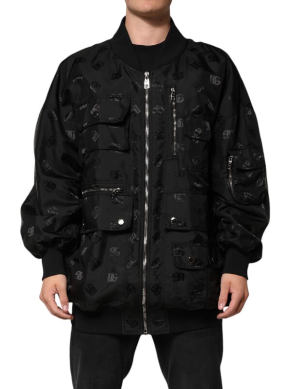 Dolce & Gabbana Black Cargo Windbraker Logo Mania Jacket