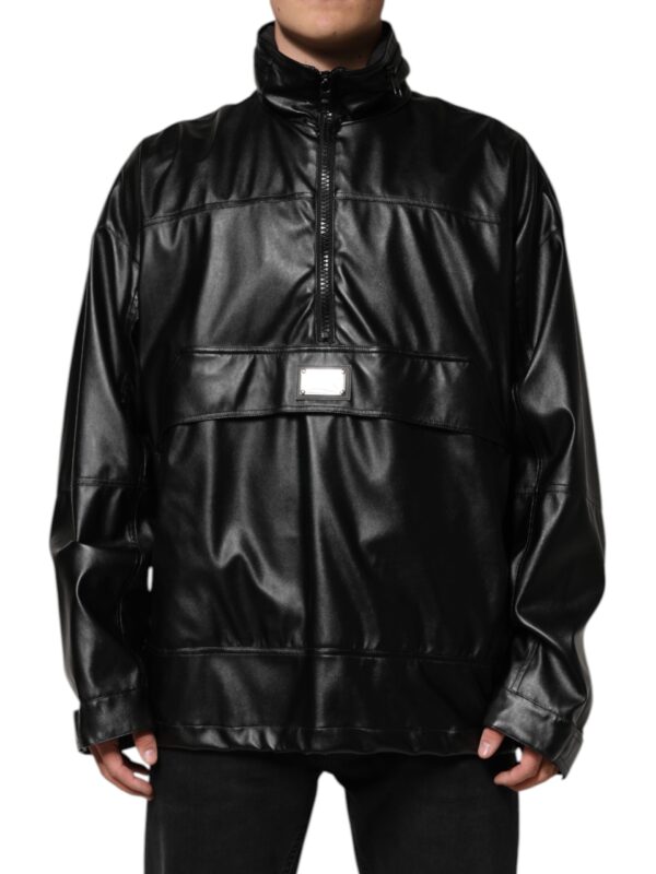 Dolce & Gabbana Black Polyester Logo Plaque Bomber Jacket