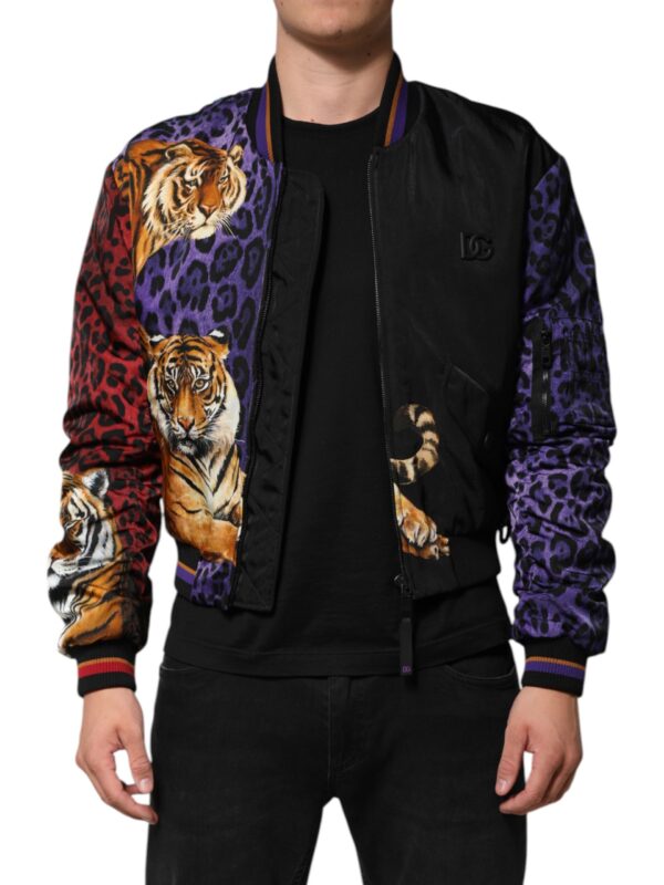 Dolce & Gabbana Multicolor Tiger Print Men Bomber Jacket
