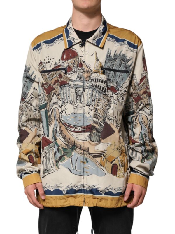 Dolce & Gabbana Multicolor Italian Motif Men Bomber Jacket