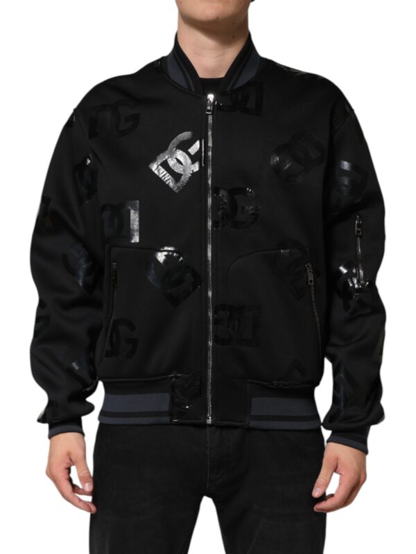 Dolce & Gabbana Black Wool Logo DG Mania Men Bomber Jacket