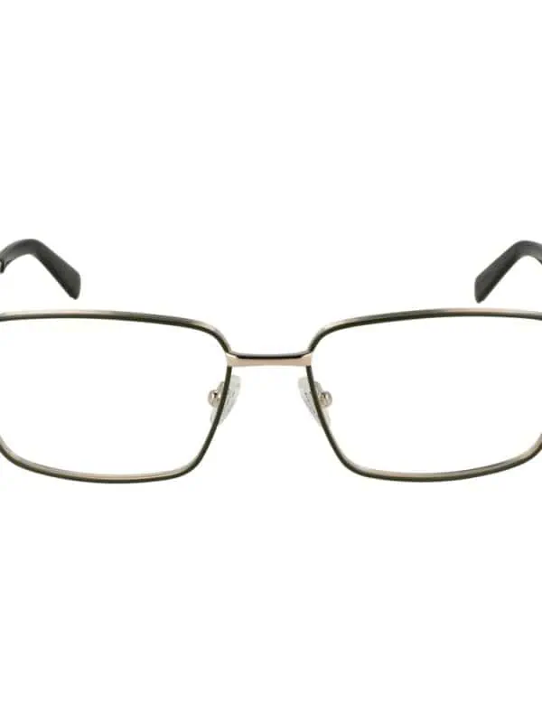 Sleek prescription eyeglasses with a modern rectangular metal frame, adjustable nose pads, and black temple tips for a comfortable fit and stylish look. Perfect for everyday wear and professional settings.