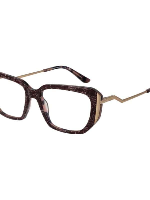 Bold patterned oversized square eyeglasses with tortoiseshell frames and gold temples, stylish and fashionable eyewear for women.
