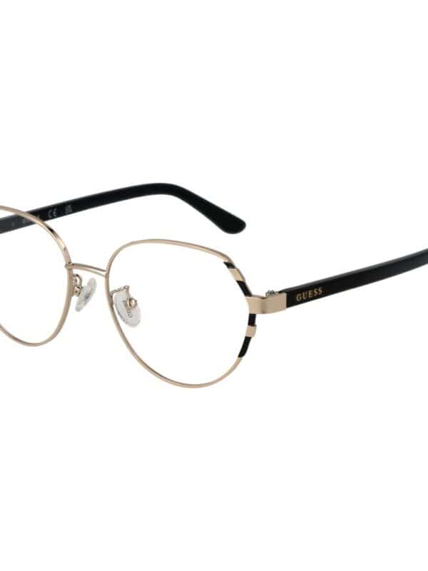 Lux Guess metal round glasses with black and gold accents for a sophisticated look.