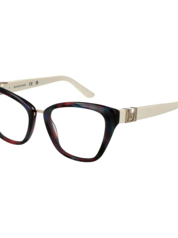 Mariano designer eyeglasses with square tortoise shell frame and gold logo accents luxury eyewear for women and men.