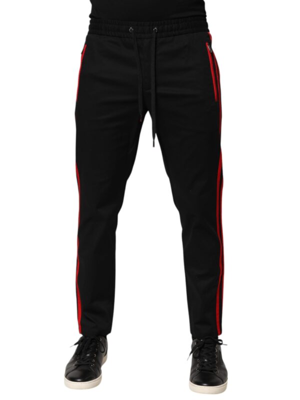 Dolce & Gabbana Red Stripe Cotton Logo Jogger Sweatpants Pants