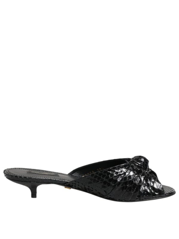 Dolce & Gabbana Black Leather Heels Slides Sandals Shoes