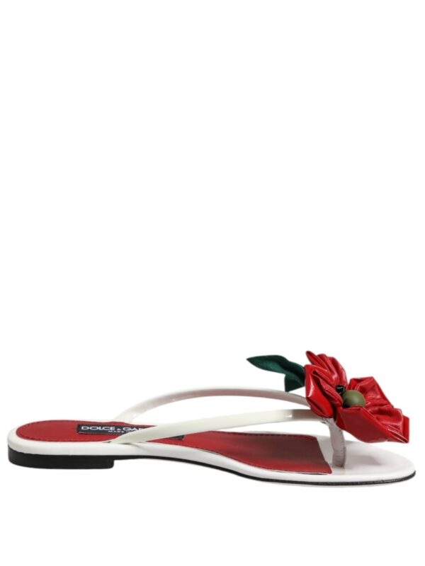 Dolce & Gabbana Red White KEIRA Flower Leather Sandals Shoes