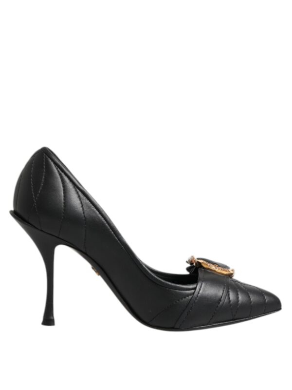 Dolce & Gabbana Black Devotion Leather Heels Pumps Shoes