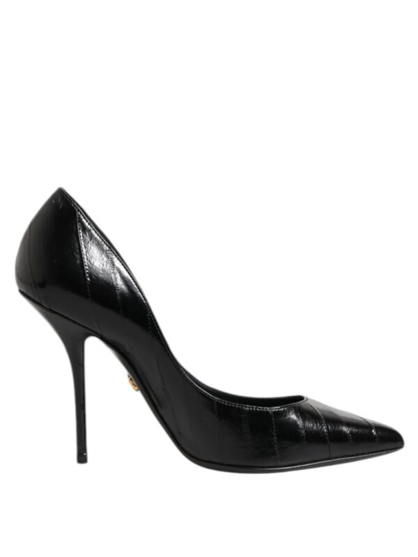 Dolce & Gabbana Black Leather Stiletto High Heels Pumps Shoes