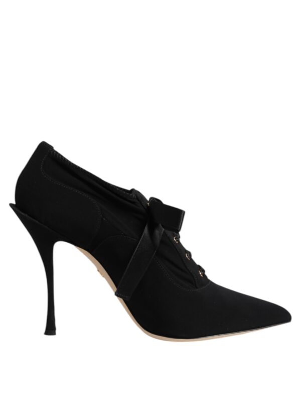 Dolce & Gabbana Black Lace Up Stiletto Heels Pumps Shoes