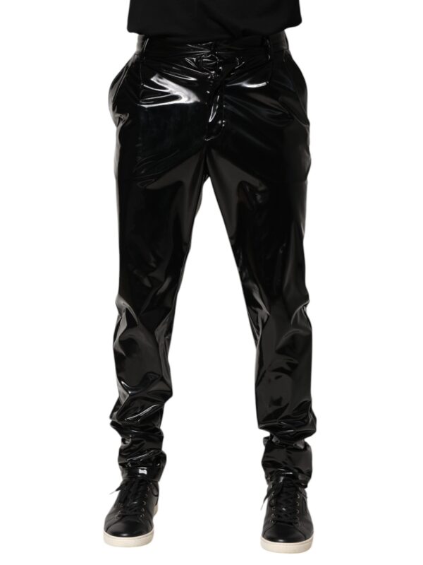 Dolce & Gabbana Black Polyester Mid Waist Men Trouser Pants