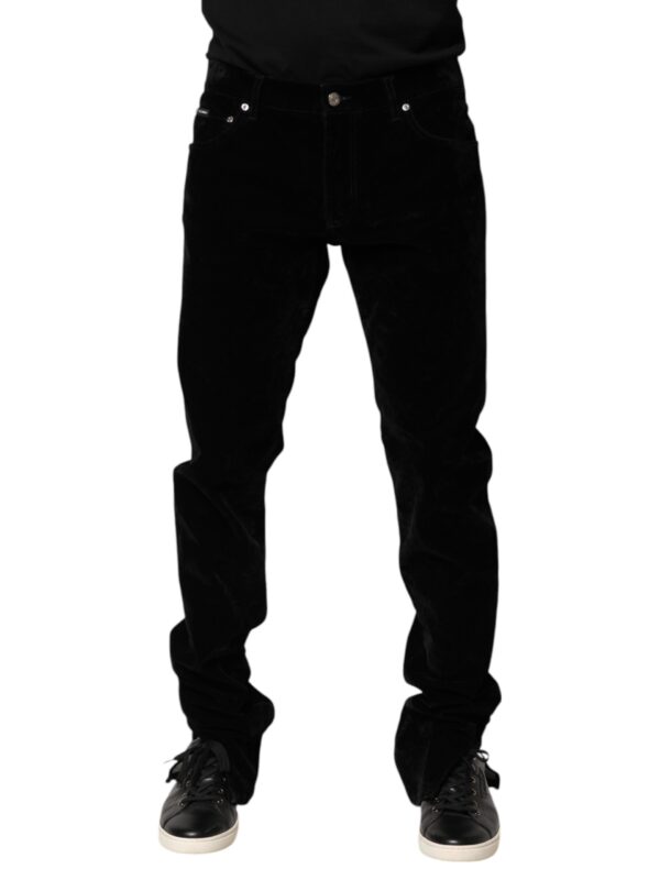 Dolce & Gabbana Black Cotton Men Dress Formal Trouser Pants