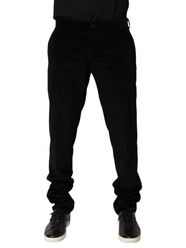 Dolce & Gabbana Black Cotton Men Dress Formal Trouser Pants