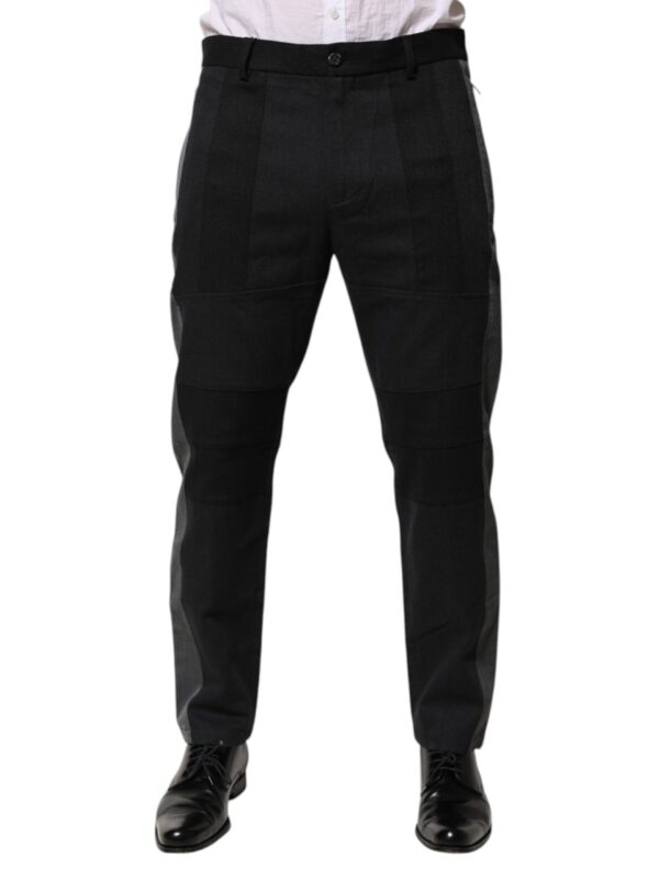 Dolce & Gabbana Black Gray Cotton Dress Formal Trouser Pants