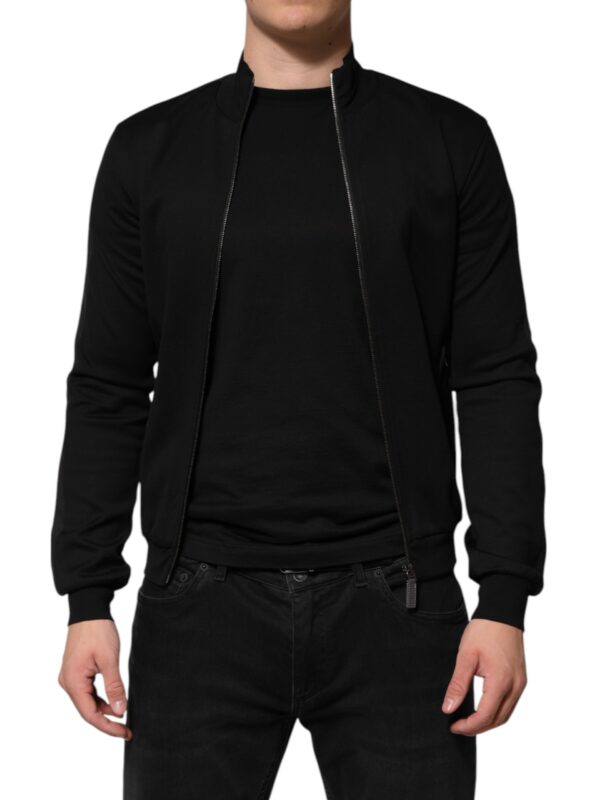 Dolce & Gabbana Black Cotton Logo Full Zip Men Bomber Jacket