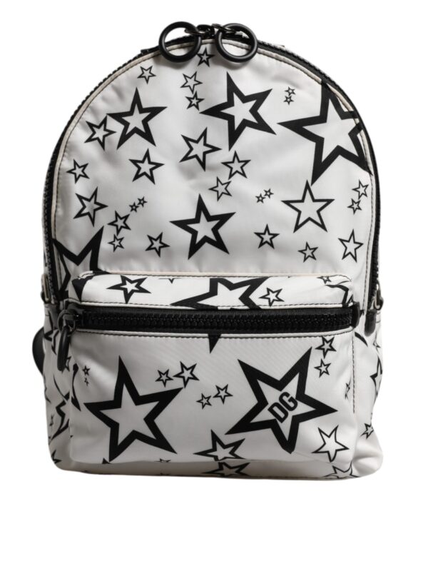 Dolce & Gabbana White DG Stars Print Nylon Travel Backpack Bag