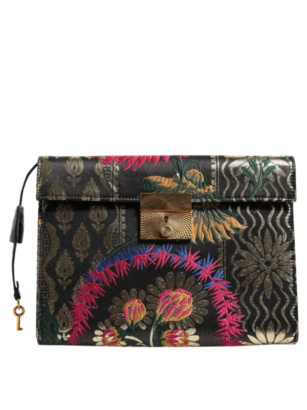 Dolce & Gabbana Multicolor Jacquard Floral Document Briefcase Bag