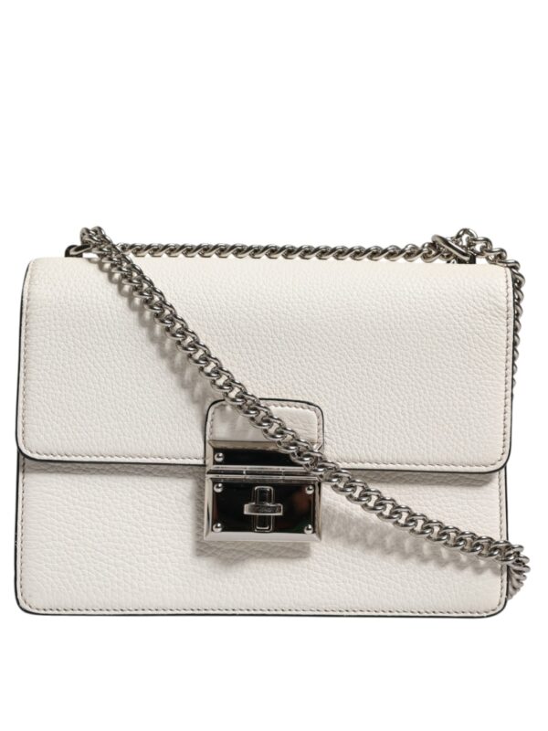 Dolce & Gabbana White Rosalia Small Calfskin Chain Shoulder Strap Bag
