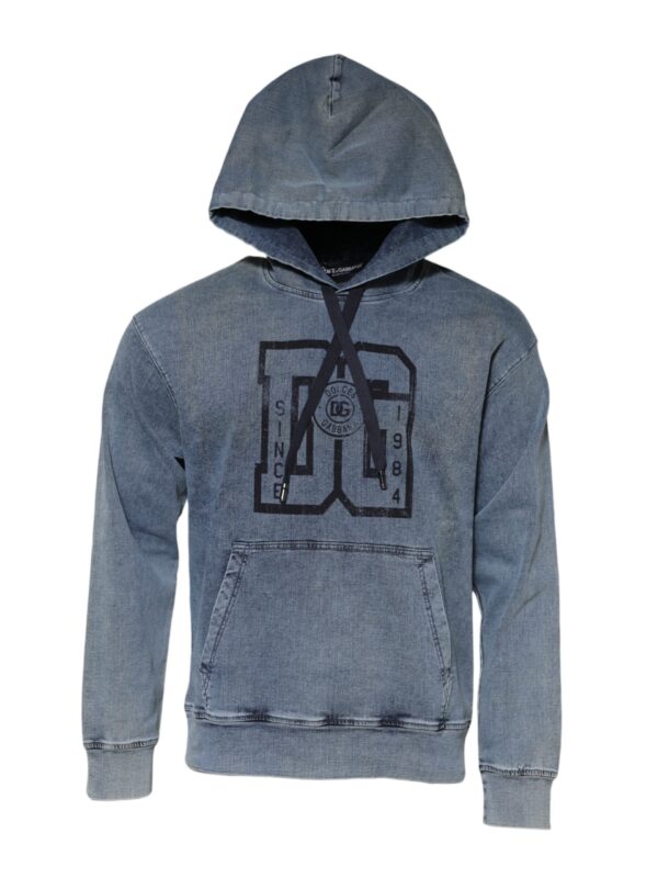 Dolce & Gabbana Blue Cotton Blend Hooded Sweatshirt Sweater