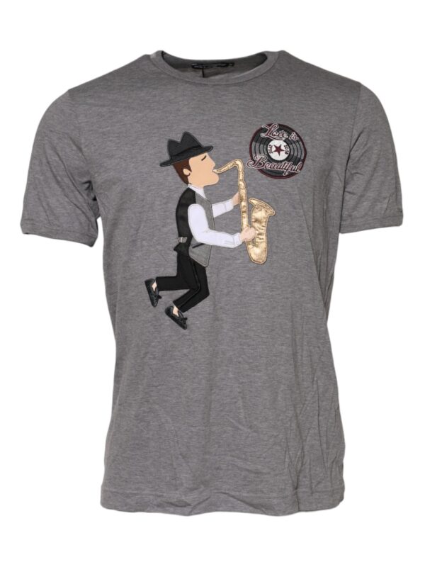 Dolce & Gabbana Gray #DGFamily Cotton Crew Neck T-shirt