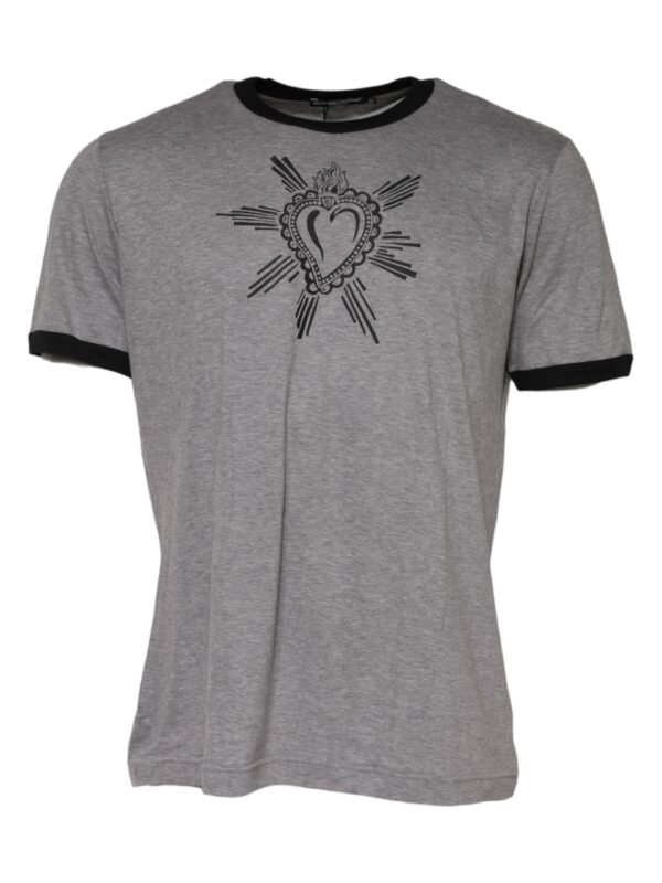 Dolce & Gabbana Gray Sacred Heart Cotton Crew Neck T-shirt