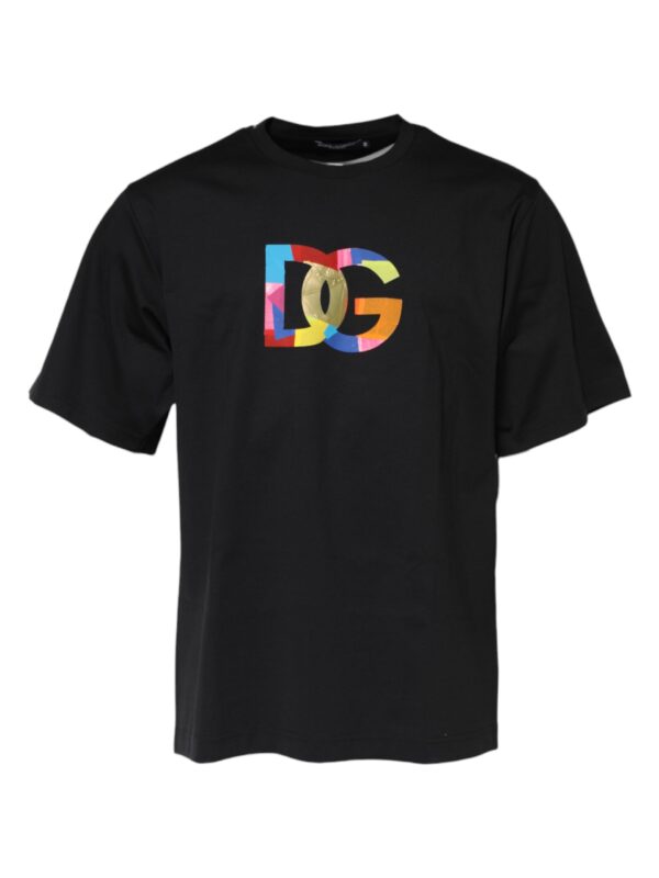 Dolce & Gabbana Black DG Logo Print Cotton Crew Neck T-shirt