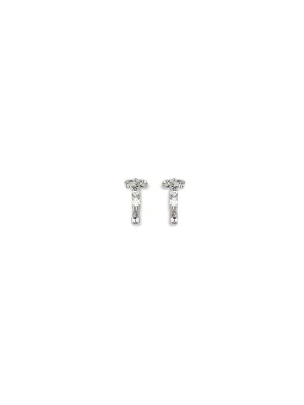 Minimalist silver dangle earrings with sparkling cubic zirconia stones, perfect for any elegant occasion.