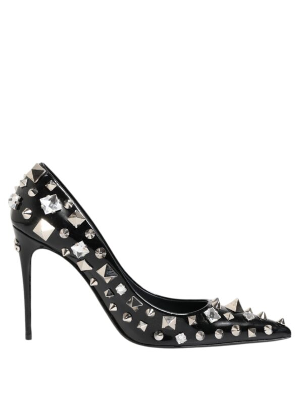 Dolce & Gabbana Black Crystals Studs Stiletto Pumps Shoes