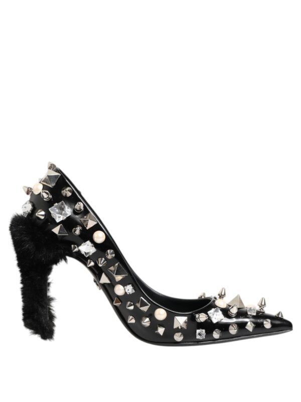 Dolce & Gabbana Black Crystals Studs Stiletto Pumps Shoes