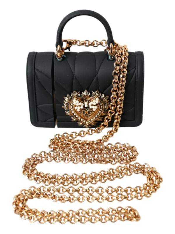 Dolce & Gabbana Case Black Silicone Devotion Heart Cover Hand Bag Airpod