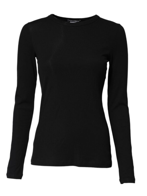Dolce & Gabbana Black Cotton Knit Round Neck Long Sleeves T-shirt