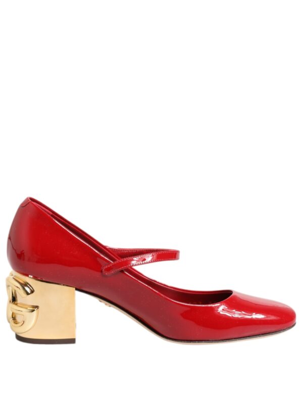 Dolce & Gabbana Red Leather DG Logo Heels Sandals Shoes