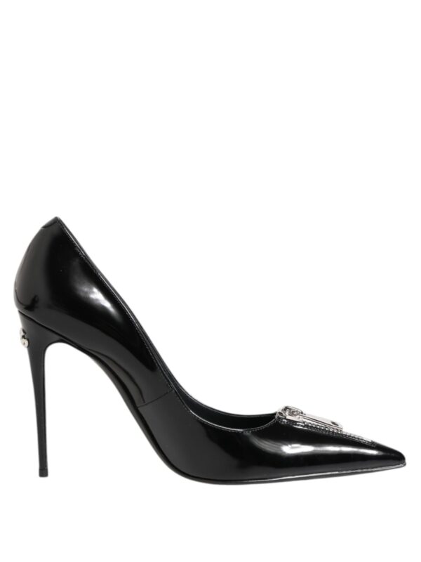 Dolce & Gabbana Black Patent Leather Zipper Heels Pumps Shoes