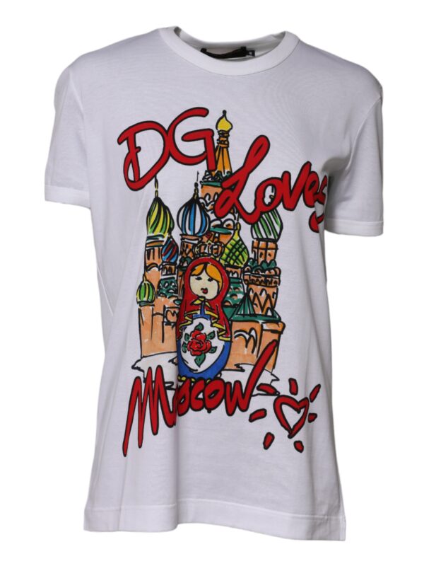 Dolce & Gabbana White DG Loves Moscow Cotton Crew Neck T-shirt